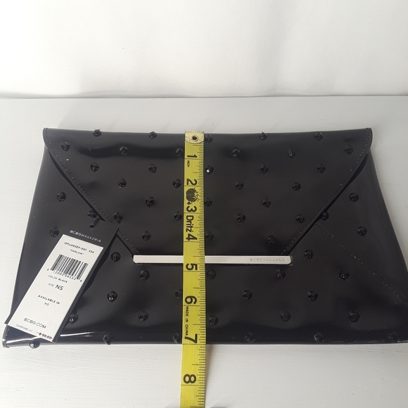 BCBGMAXAZRIA Rhinestone Black Semi Sheer Envelope Clutch NWT - Picture 11 of 13